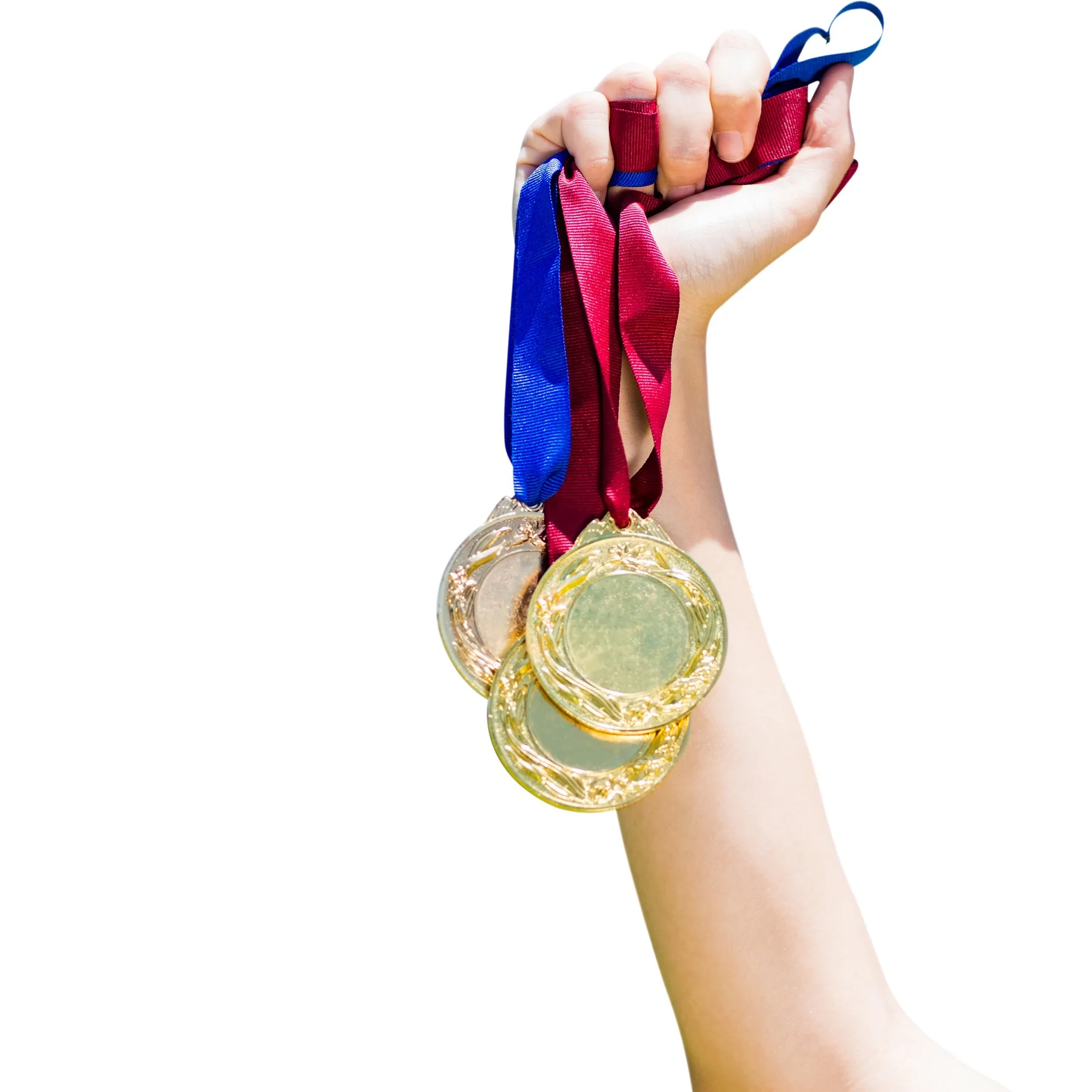 Hand holding three medals on white background, Image: 287922744, License: Royalty-free, Restrictions: , Model Release: yes, Credit line: Profimedia, Wavebreak